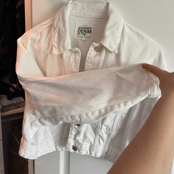 ZARA Cropped White Jean Jacket. Size S. - Picture 2 of 3